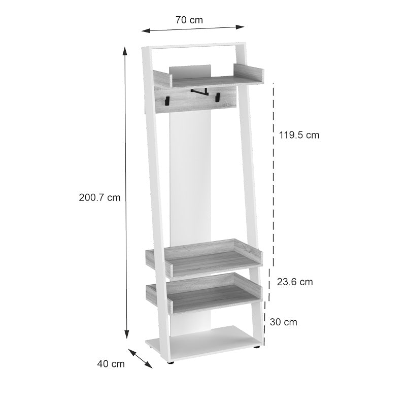 Mobilier de intrare cu functie Sciove, lemn, alb-natur, 70x40x200 cm, foto produs