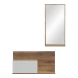 Mobilier de intrare cu oglinda Miranda, Alb-Stejar, Lemn, 60x30x89 cm