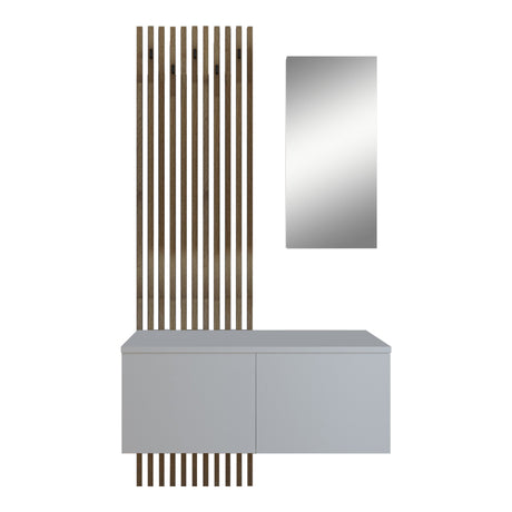 Mobilier de intrare cu oglinda si Riflaj Arika, Sonoma, 100x37x200 cm