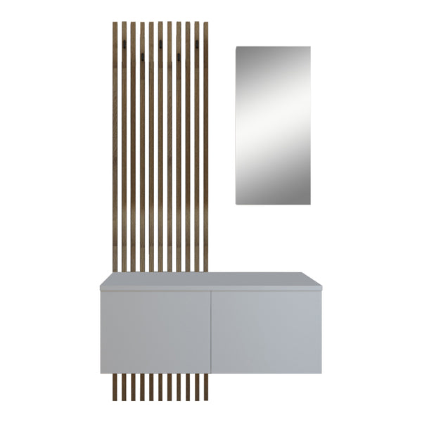 Mobilier de intrare cu oglinda si Riflaj Arika, Sonoma, 100x37x200 cm