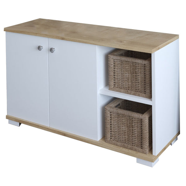 Mobilier de intrare Deril, alb-Sonoma, 90x33x52 cm