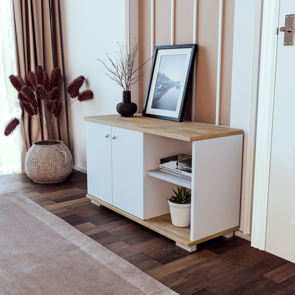 Mobilier de intrare Deril, alb-Sonoma, 90x33x52 cm