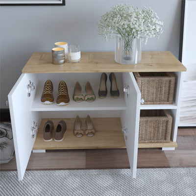 Mobilier de intrare Deril, alb-Sonoma, 90x33x52 cm, foto produs