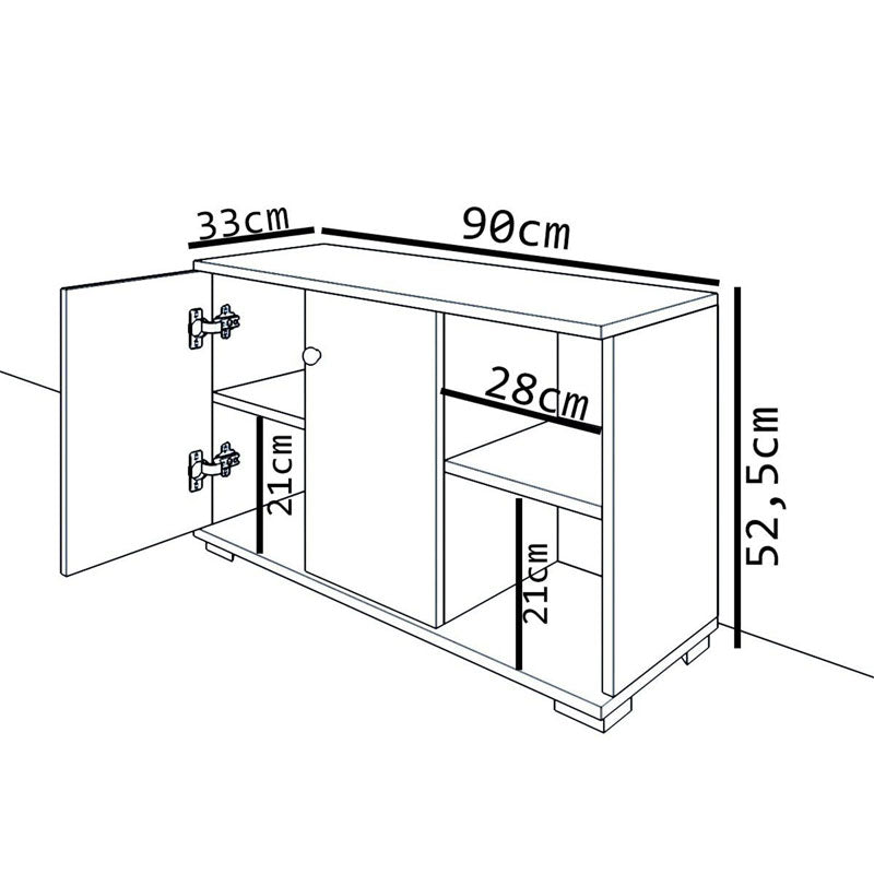Mobilier de intrare Deril, alb-Sonoma, 90x33x52 cm