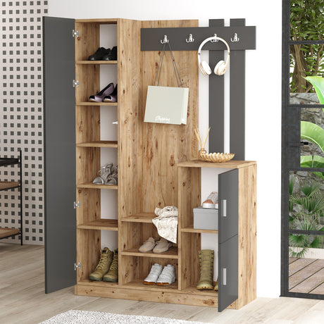 Mobilier de intrare Saron cu oglinda, 113x35x180 cm