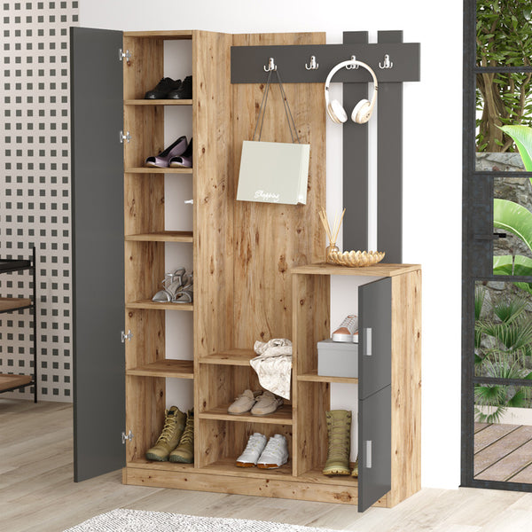 Mobilier de intrare Saron cu oglinda, 113x35x180 cm