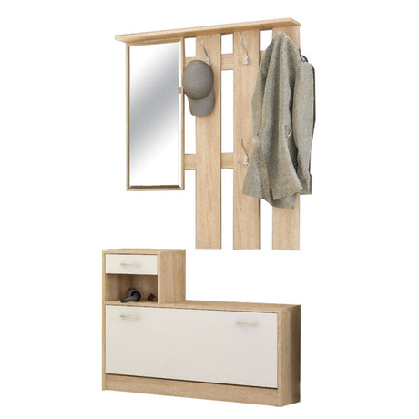 Mobilier intrare Jamie, Alb, 100x28x187 cm