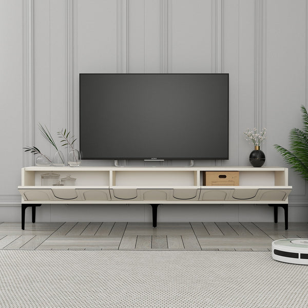 Mobilier Lyon 42, Crem - White Black, 180x35 cm