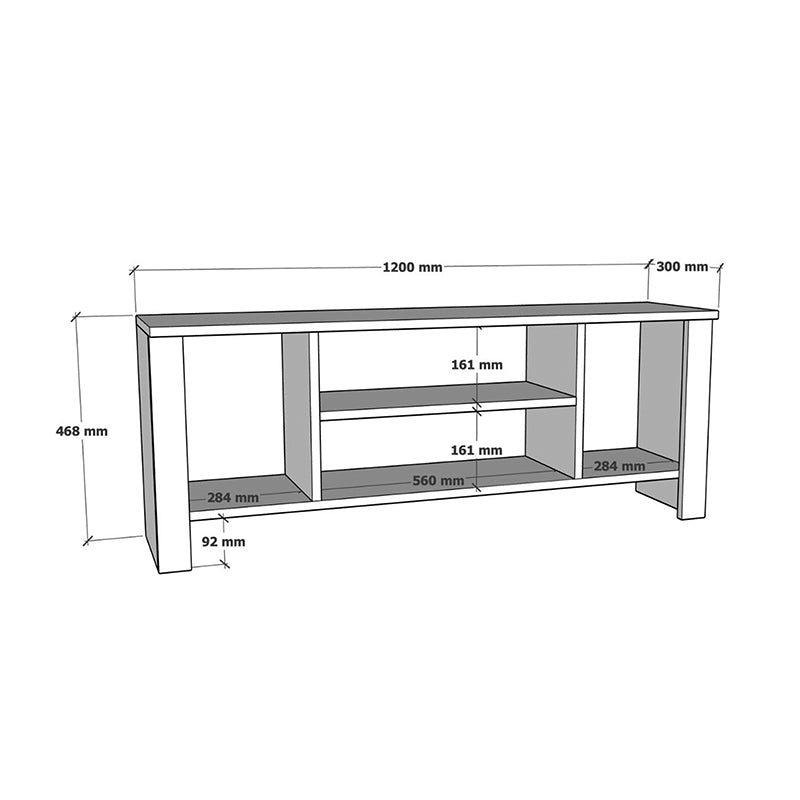 Mobilier TV cu rafturi Seref, Antracit, 120x30x47 cm - Alb