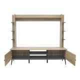 Mobilier TV cu functie de depozitare Zezan, Lemn/metal, Sonoma-Gri închis, 182x40x162 cm