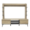 Mobilier TV cu functie de depozitare Zezan, Lemn/metal, Sonoma-Gri închis, 182x40x162 cm, perspectiva suplimentara