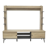Mobilier TV cu functie de depozitare Zezan, Lemn/metal, Sonoma-Gri închis, 182x40x162 cm, perspectiva suplimentara