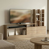 Comoda TV Seruno, Alb, 170x25x100 cm - Stejar
