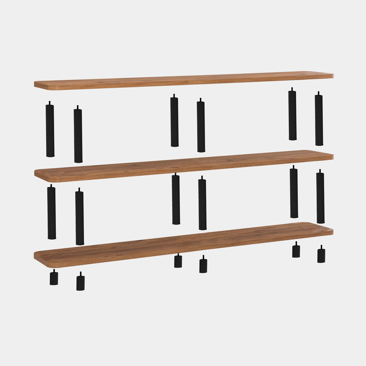 Mobilier Zen, Stejar - Negru, 180x35 cm - Negru