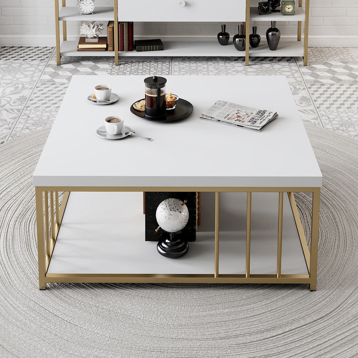 Mobilier Zenn, 90x90 cm - White
Gold