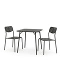 Moraja Deraby I set 3 piese negru metal 70x70x73cm, 70x70x73 cm, vedere frontală, metal, pentru living sau bucătărie