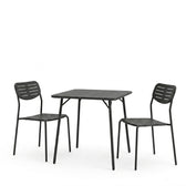 Moraja Deraby I set 3 piese negru metal 70x70x73cm, 70x70x73 cm, vedere frontală, metal, pentru living sau bucătărie