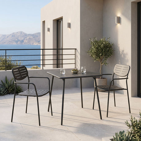 Moraja Deraby set 3 piese negru metal, 70x70x73 cm