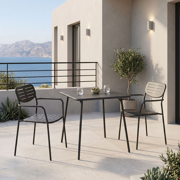 Moraja Deraby set 3 piese negru metal, 70x70x73 cm