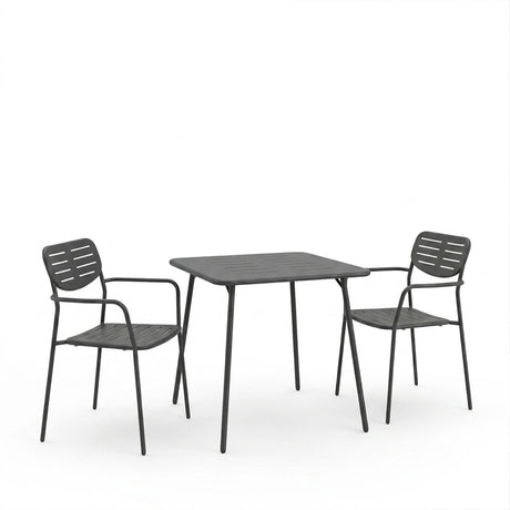 Moraja Deraby set 3 piese negru metal, 70x70x73 cm