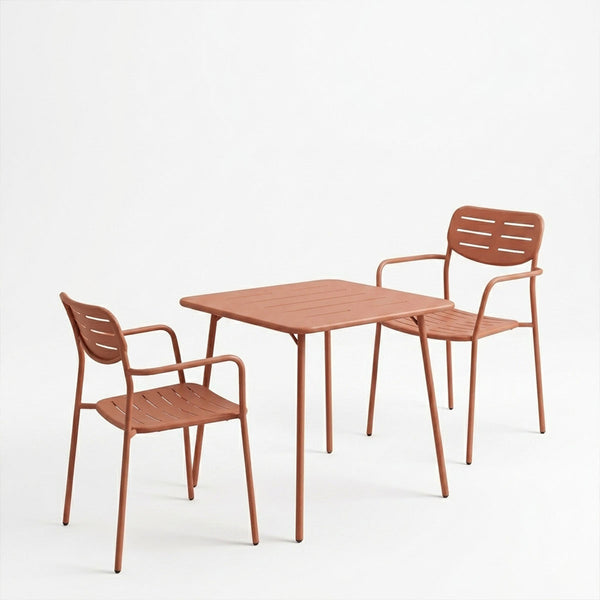 Moraja Deraby set 3 piese terracotta metal, Teracotă, 70x70x73 cm