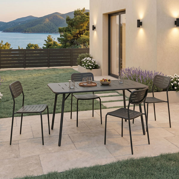 Moraja Deraby Ι set 5 piese negru metal, 140x80x72 cm