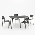 Moraja Deraby Ι set 5 piese negru metal 140x80x72cm, 140x80x72 cm, vedere frontală, metal, pentru living sau bucătărie