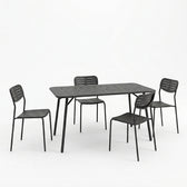 Moraja Deraby Ι set 5 piese negru metal 140x80x72cm, 140x80x72 cm, vedere frontală, metal, pentru living sau bucătărie