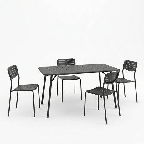 Moraja Deraby Ι set 5 piese negru metal, 140x80x72 cm
