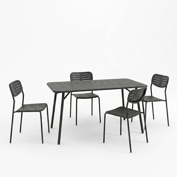 Moraja Deraby Ι set 5 piese negru metal, 140x80x72 cm