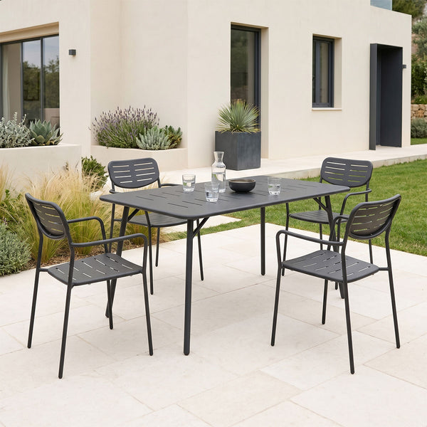 Moraja Deraby set 5 piese negru metal, 140x80x72 cm