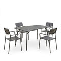 Moraja Deraby set 5 piese negru metal 140x80x72cm, 140x80x72 cm, vedere frontală, metal, pentru living sau bucătărie