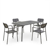 Moraja Deraby set 5 piese negru metal 140x80x72cm, 140x80x72 cm, vedere frontală, metal, pentru living sau bucătărie