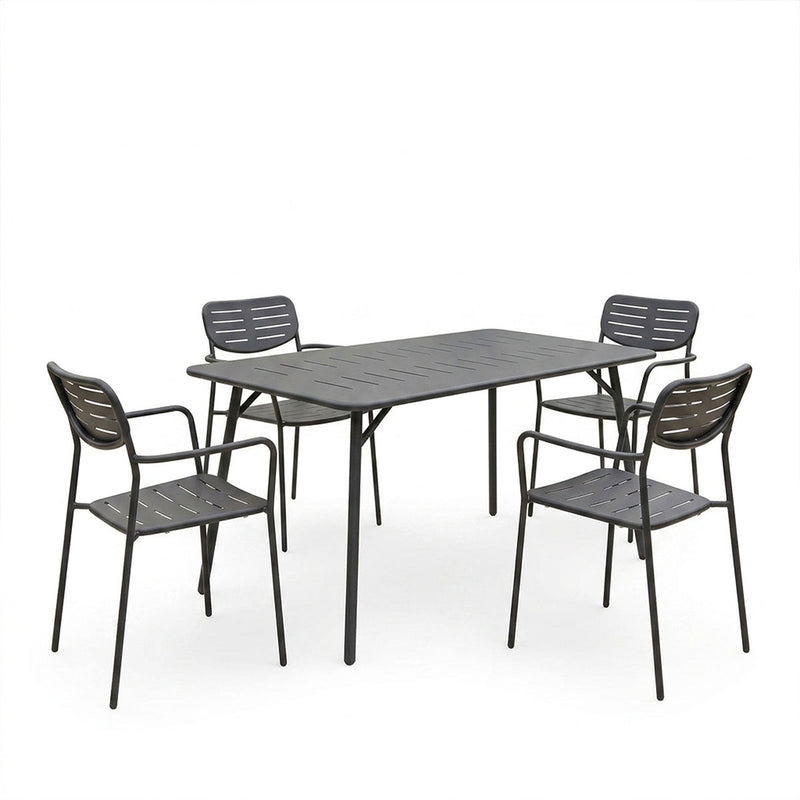 Moraja Deraby set 5 piese negru metal 140x80x72cm, 140x80x72 cm, vedere frontală, metal, pentru living sau bucătărie