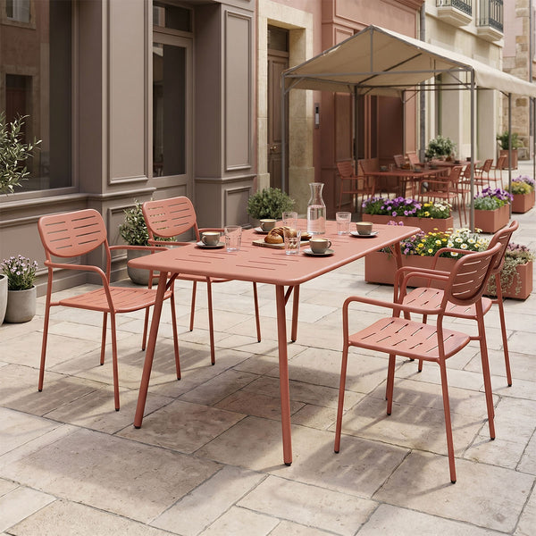 Moraja Deraby set 5 piese terracotta metal, Teracotă, 140x80x72 cm