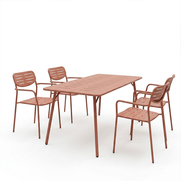 Moraja Deraby set 5 piese terracotta metal, Teracotă, 140x80x72 cm