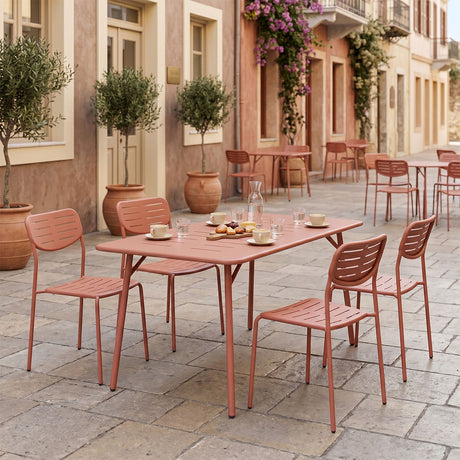Moraja Deraby Ι set 5 piese terracotta metal, Teracotă, 140x80x72 cm