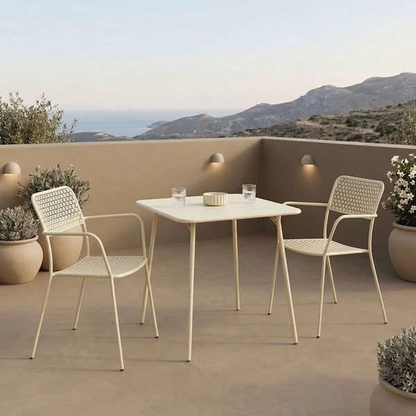 Moraja Federal set 3 piese crem metal, 70x70x73 cm