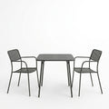 Moraja Federal set 3 piese negru metal 70x70x73cm, 70x70x73 cm, vedere frontală, metal, PP, pentru living sau bucătărie