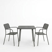 Moraja Federal set 3 piese negru metal 70x70x73cm, 70x70x73 cm, vedere frontală, metal, PP, pentru living sau bucătărie