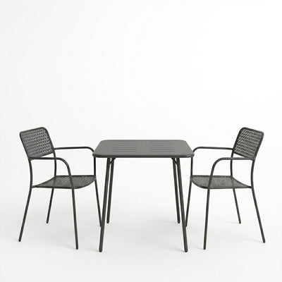 Moraja Federal set 3 piese negru metal 70x70x73cm, 70x70x73 cm, vedere frontală, metal, PP, pentru living sau bucătărie
