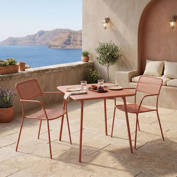 Moraja Federal set 3 piese terracotta metal, Teracotă, 70x70x73 cm