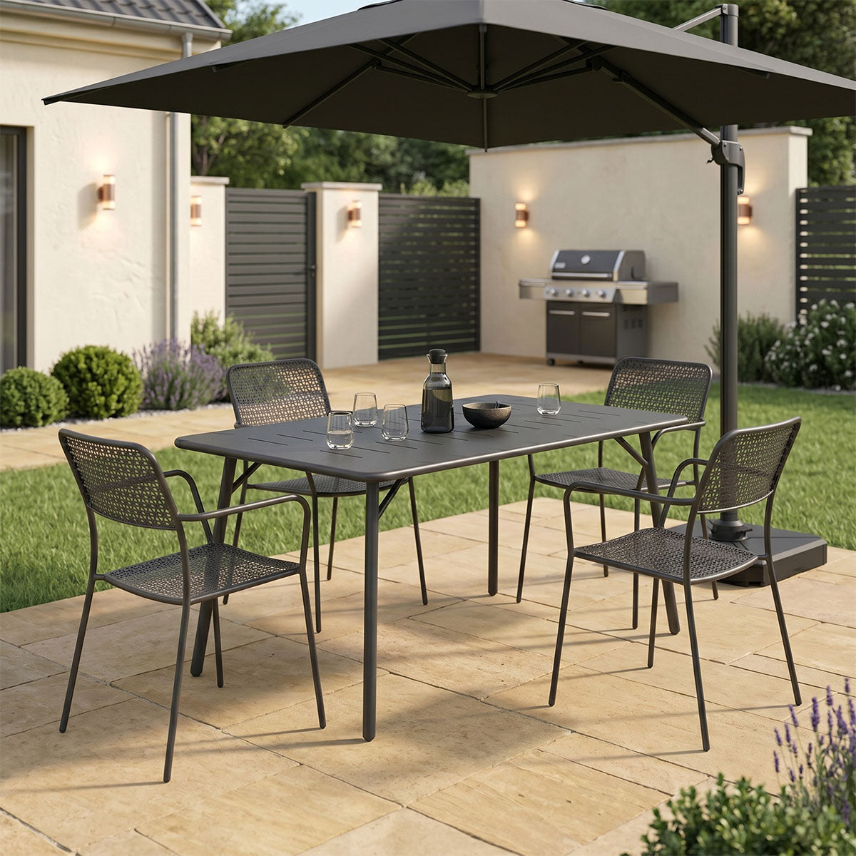 Moraja Federal set 5 piese negru metal, 140x80x72 cm