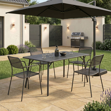 Moraja Federal set 5 piese negru metal, 140x80x72 cm