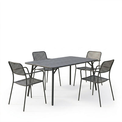 Moraja Federal set 5 piese negru metal, 140x80x72 cm, imagine suplimentara