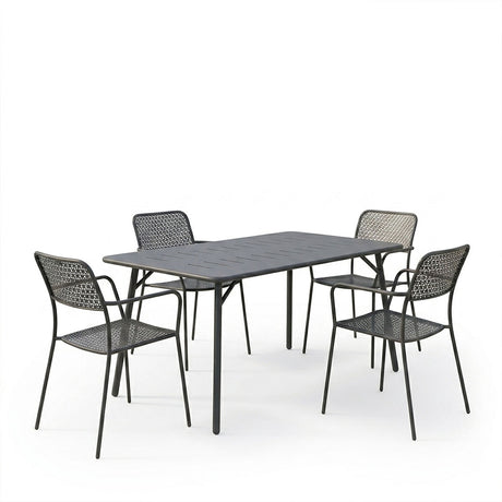 Moraja Federal set 5 piese negru metal, 140x80x72 cm