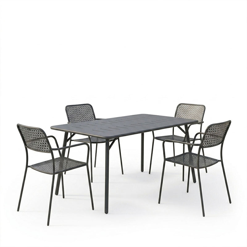 Moraja Federal set 5 piese negru metal, 140x80x72 cm, imagine suplimentara