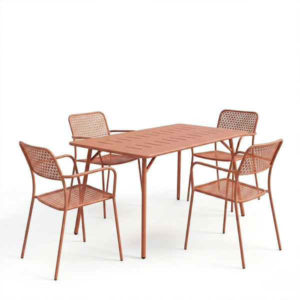 Moraja Federal set 5 piese terracotta metal, Teracotă, 140x80x72 cm