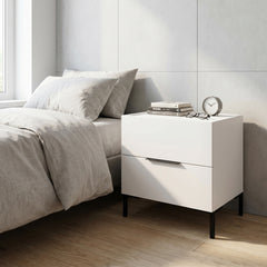 Noptiera Adore Oryana, 2 sertare, Alb - Nuc, 55x59x44 cm