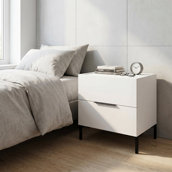 Noptiera Adore Oryana, 2 sertare, Alb - Nuc, 55x59x44 cm